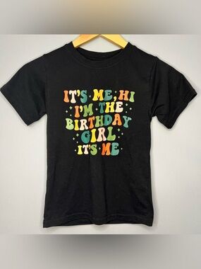 Source Unknown Black Kids' Birthday Graphic Tee with Retro Color Print